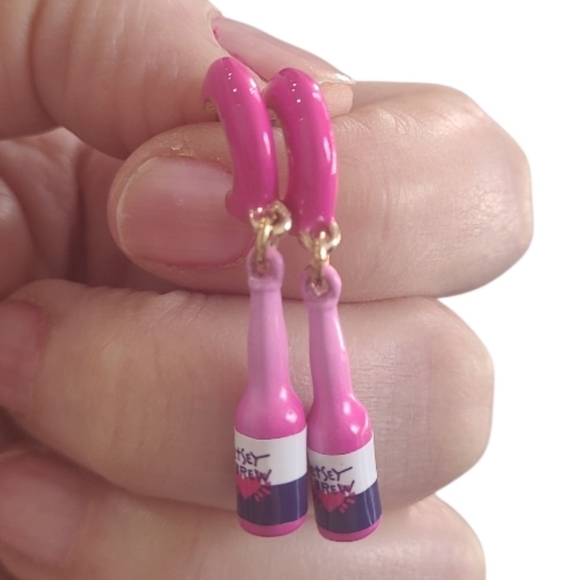 Betsey Johnson Pink Bottle Earrings - Picture 5 of 5